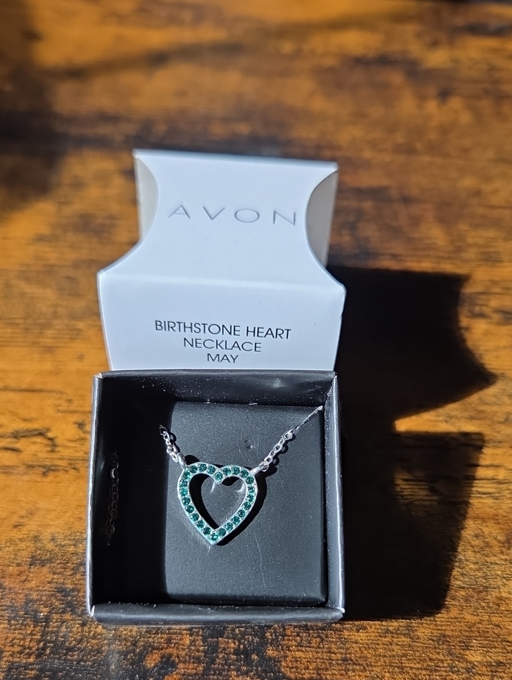 Avon Silver Birthstone Heart Necklace - May